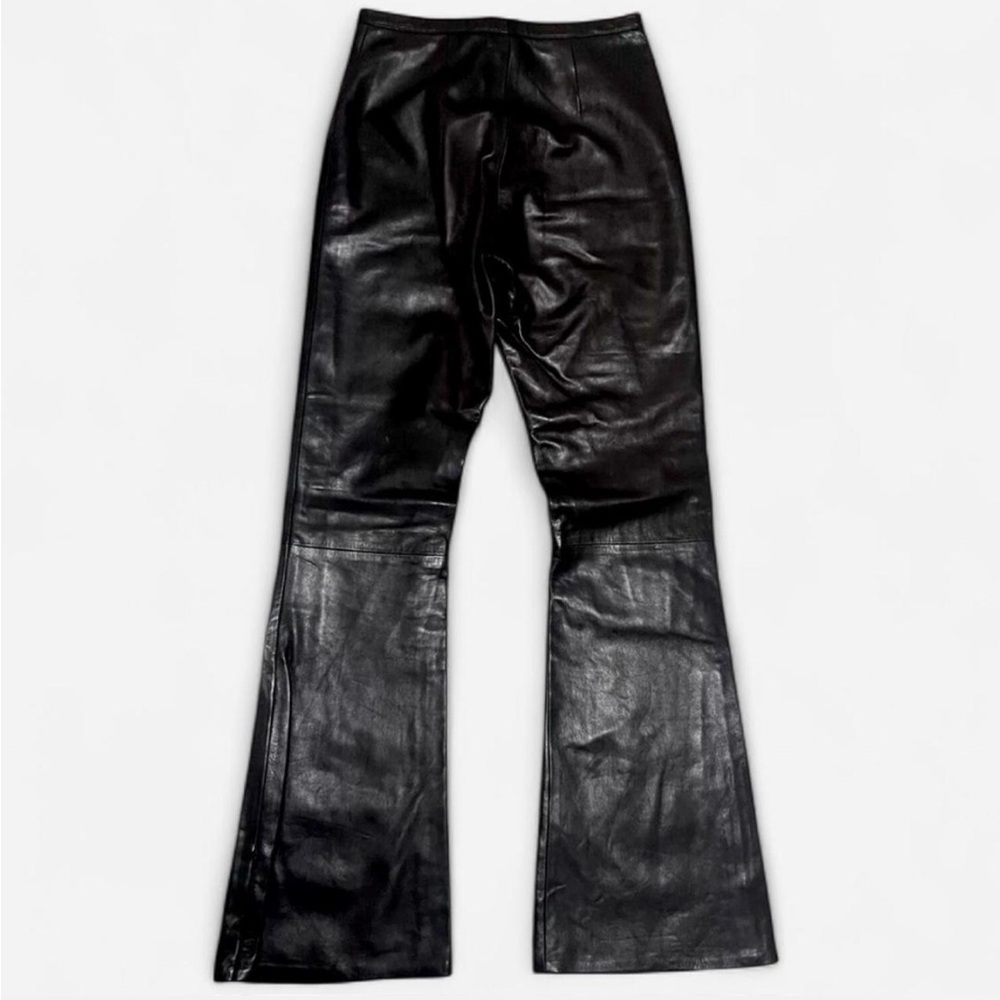 Black Flared Leather Pants - Picture 2 of 2